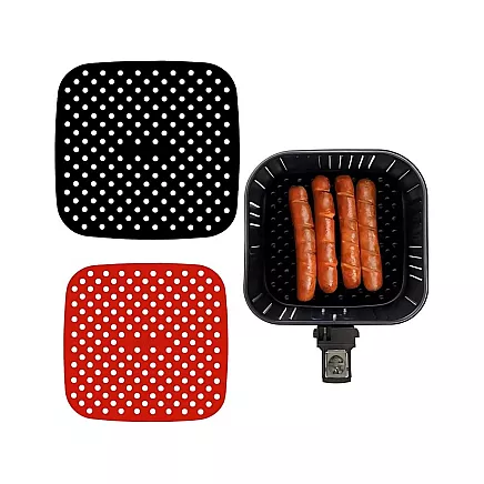 Silikona ieliktnis air fryer fritēšanai, kvadrātveida, 21 cm, sarkans vai melns