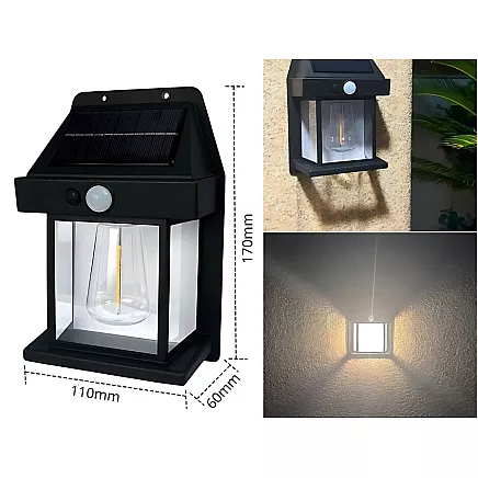 Solar lamp with twilight movement sensor 3 modes waterproof 600lm