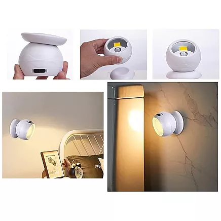 LED kolba 360 bateriju lampa magnēts bezvadu kustības sensors nakts