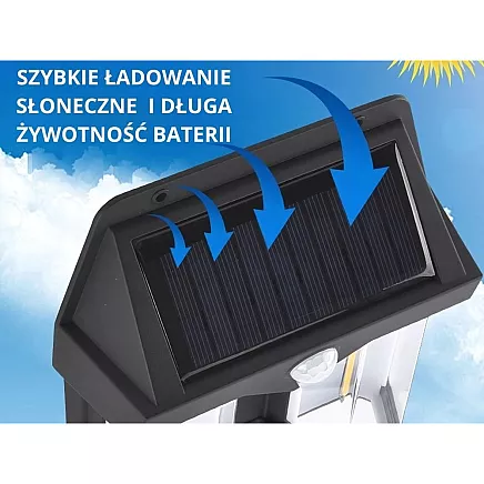 Ūdensizturīga solārā lampa ar kustības sensoru 1200lm, 3 režīmi