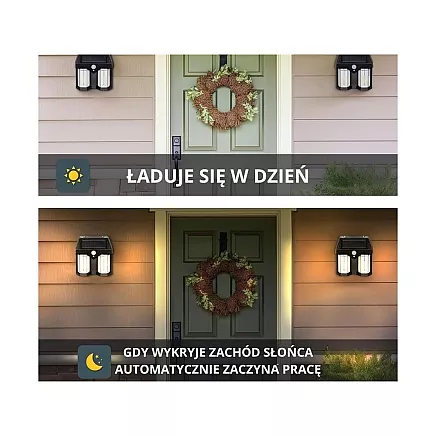 Ūdensizturīga solārā lampa ar kustības sensoru 1200lm, 3 režīmi