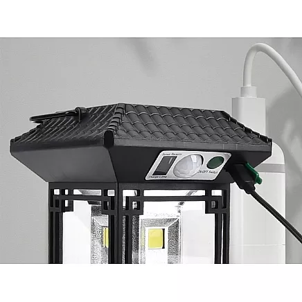 Saules lampa ar kustības krēslas sensoru 5 režīmi 60 LED spuldzes tālvadības pulti