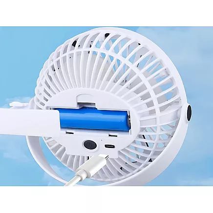 Desk fan standing clip-on fan with light 3 rechargeable modes