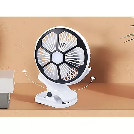 Desk fan standing clip-on fan with light 3 rechargeable modes