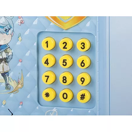 Interaktīva seifa tipa krājkase ar PIN kodu, banknotēm un monētām, zila