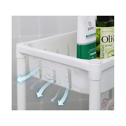 Bathroom shelf kitchen cabinet mobile bookcase on wheels 3 levels hooks