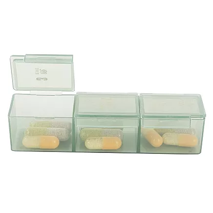 Medicine container tablets box time of day medication cassette weekly