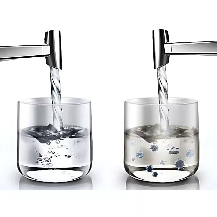 Ūdens sildītāja filtrs ar jonizējošo kasetni tīram ūdenim, balts