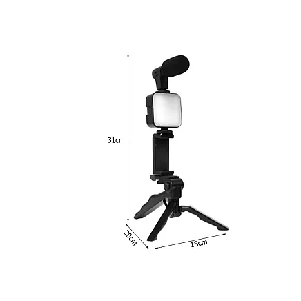 Vlogging kit tripod microphone phone holder video recording
