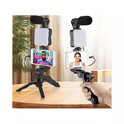 Vlogging kit tripod microphone phone holder video recording