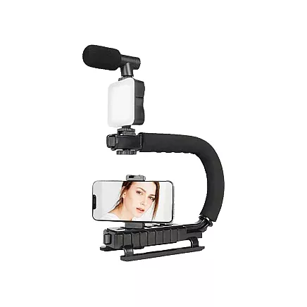 Vlogging kit video recording tripod microphone phone holder