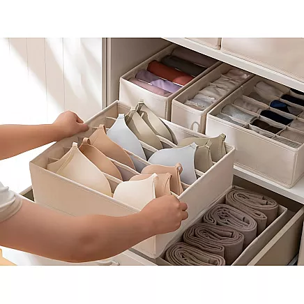 Bra organiser 6 compartments for wardrobe drawer white