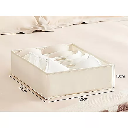 Bra organiser 6 compartments for wardrobe drawer white