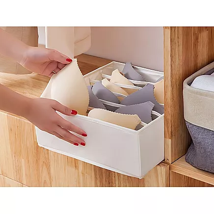 Bra organiser 6 compartments for wardrobe drawer white