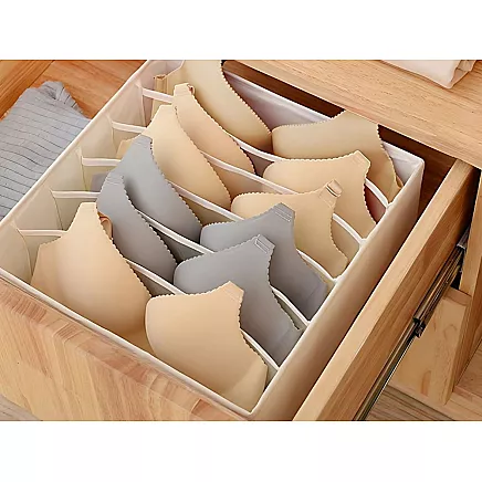 Bra organiser 6 compartments for wardrobe drawer white