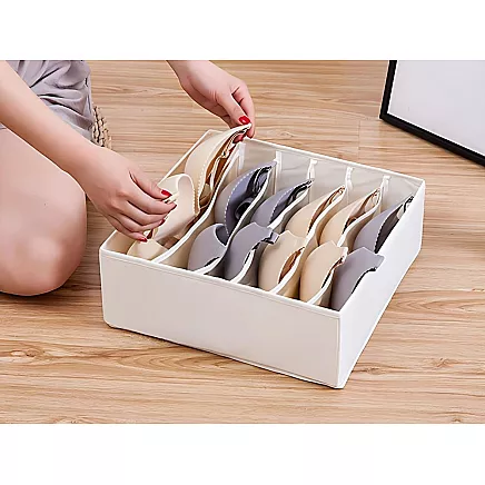 Bra organiser 6 compartments for wardrobe drawer white