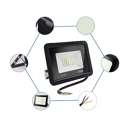 Floodlight halogen spotlight led 20w 6000k outdoor waterproof ip66