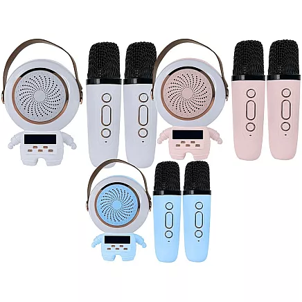 Wireless karaoke personal kit bluetooth speaker + 2x microphone