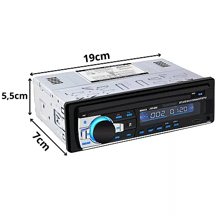 Car radio bluetooth usb aux sd 1-din microphone + pilot 4 x 60w