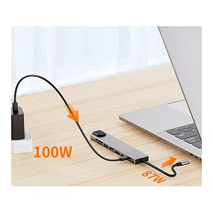 Hub adapter 8in1 connector 2x usb-c thunderbolt 3 2xusb hdmi sd rj45