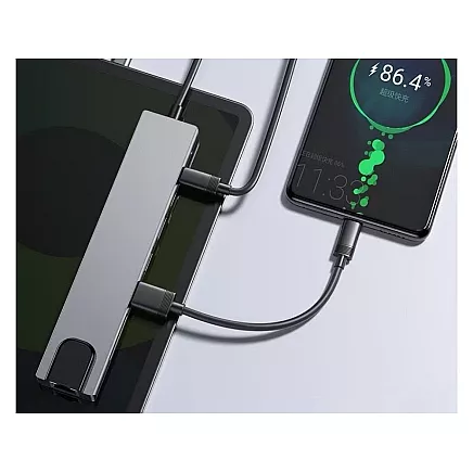 Hub adapter 8in1 connector 2x usb-c thunderbolt 3 2xusb hdmi sd rj45