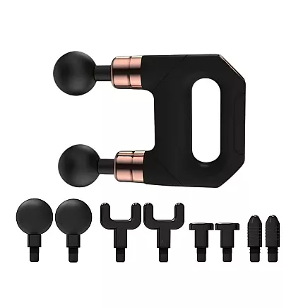 Dubultā masāžas pistole, ķermeņa muguras masāžas aparāts ar 8 uzgaļiem