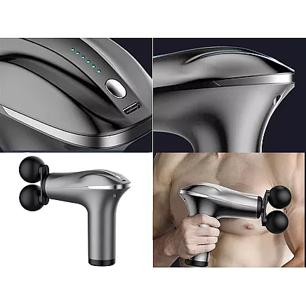 Jaudīga masāžas pistole muskuļiem un ķermenim ar 4 uzgaļiem