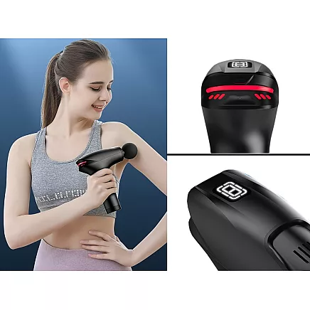 Jaudīga masāžas pistole ķermenim un muskuļiem ar 5 uzgaļiem