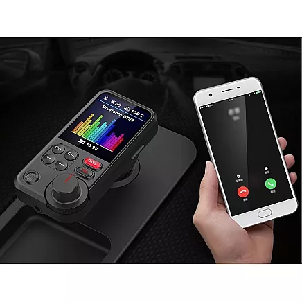 Bluetooth raidītājs 5.0 fm brīvroku USB qc tf bass LCD 12-24v