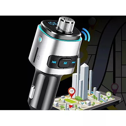 Bluetooth fm raidītājs auto lādētājs ātrais 2x USB apgaismojums