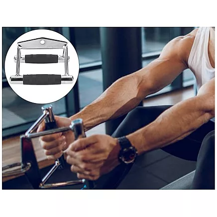 Double triangular handle for overhead hoist lower steel exercise