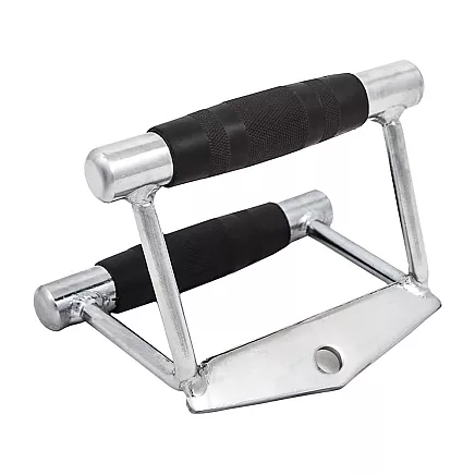 Double triangular handle for overhead hoist lower steel exercise