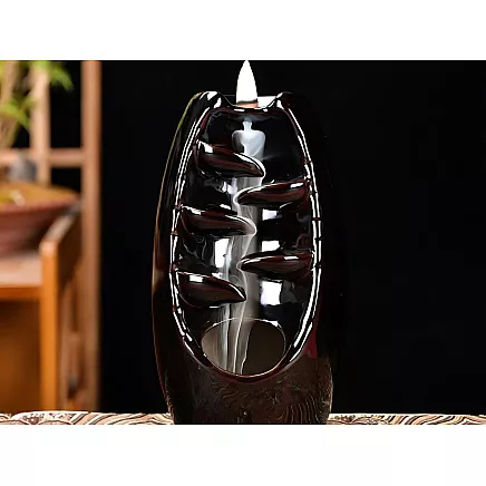 Aromātiskais kamīns ūdenskritums vīrakam + 10 konusi, melns