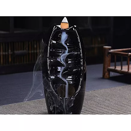 Aromātiskais kamīns ūdenskritums vīrakam + 10 konusi, melns