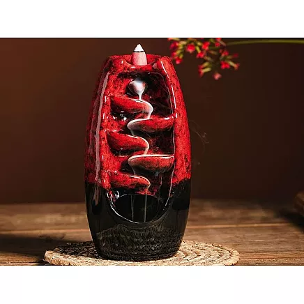 Keramikas aromas kamīns ūdenskritums + 10 vīraka konusi, sarkans