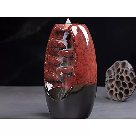 Keramikas aromas kamīns ūdenskritums + 10 vīraka konusi, sarkans