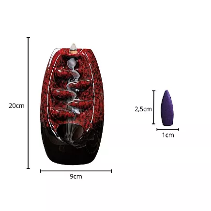 Keramikas aromas kamīns ūdenskritums + 10 vīraka konusi, sarkans