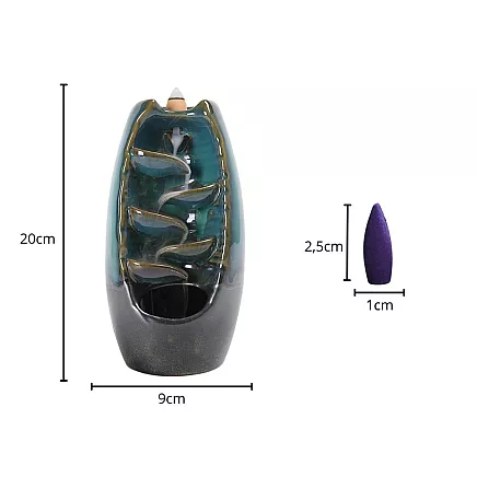 Keramiskais vīraka ūdenskrituma turētājs, 10 konusu, zils
