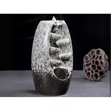 Scented ceramic fireplace waterfall incense aromatherapy + 10 wicks