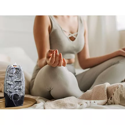 Scented ceramic fireplace waterfall incense aromatherapy + 10 wicks