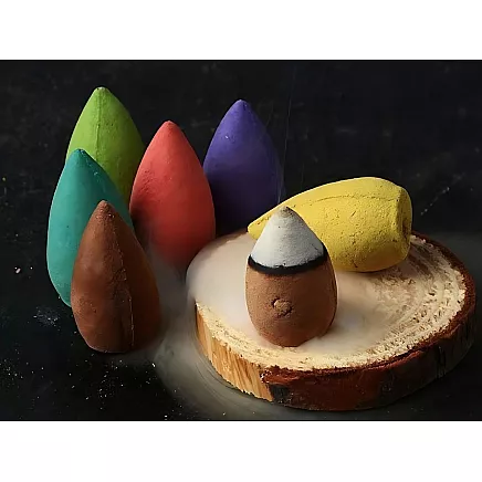 Scented ceramic fireplace waterfall incense aromatherapy + 10 wicks