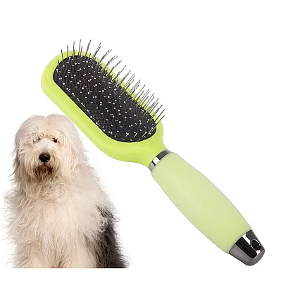 Pašattīrošā suka kaķiem un suņiem spalvas kopšanai, zaļa