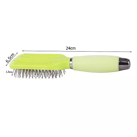 Pašattīrošā suka kaķiem un suņiem spalvas kopšanai, zaļa