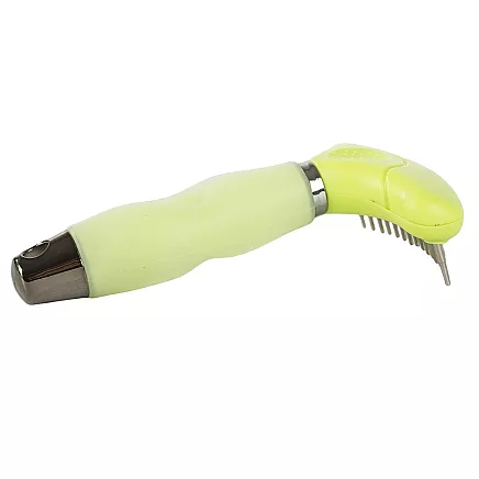 Divpusējs trimmeris-grābeklis suņiem un kaķiem pavilnas izķemmēšanai, zaļš