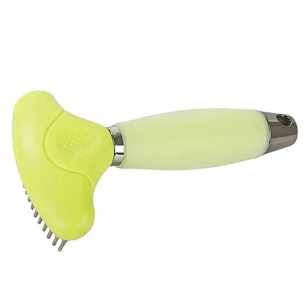 Divpusējs trimmeris-grābeklis suņiem un kaķiem pavilnas izķemmēšanai, zaļš