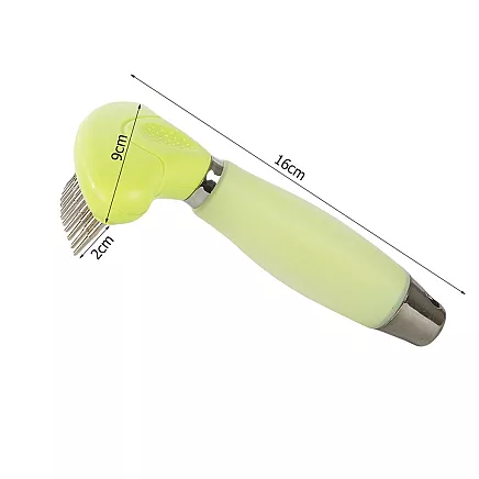 Divpusējs trimmeris-grābeklis suņiem un kaķiem pavilnas izķemmēšanai, zaļš