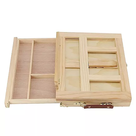 Desk easel wooden case with drawer tilt adjustment