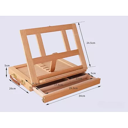 Desk easel wooden case with drawer tilt adjustment