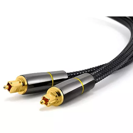 2 m pinums Toslink optiskais audio kabelis ar zelta savienotājiem