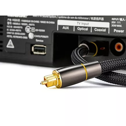 2 m pinums Toslink optiskais audio kabelis ar zelta savienotājiem